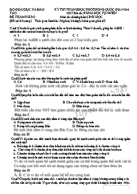 Đề thi tham khảo THPT Quốc gia môn Sinh học n