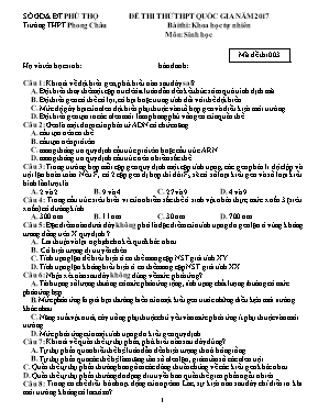 Đề thi THPT Quốc gia lần 1 môn Sinh học năm 2017 - Mã đề 003 - Trường THPT Phong Châu