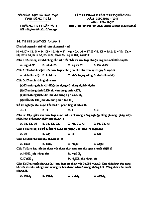 Đề thi THPT Quốc gia lần 2 môn Hóa học năm 2017 - Đề 2 - Trường THPT Lấp Vò 2 (Có đáp án)