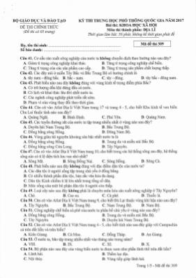 Đề thi THPT Quốc gia môn Địa lý Lớp 2017 - Mã
