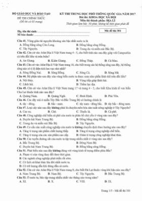 Đề thi THPT Quốc gia môn Địa lý năm 2017 - Mã