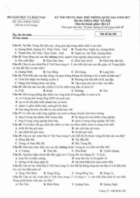 Đề thi THPT Quốc gia môn Địa lý năm 2017 - Mã