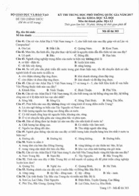 Đề thi THPT Quốc gia môn Địa lý năm 2017 - Mã
