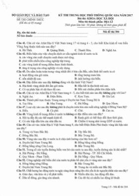 Đề thi THPT Quốc gia môn Địa lý năm 2017 - Mã