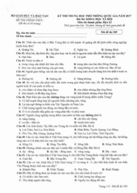Đề thi THPT Quốc gia môn Địa lý năm 2017 - Mã
