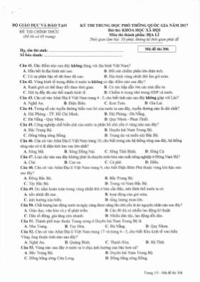 Đề thi THPT Quốc gia môn Địa lý năm 2017 - Mã
