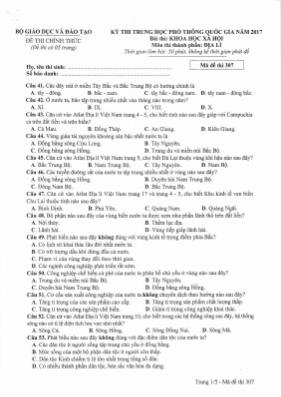 Đề thi THPT Quốc gia môn Địa lý năm 2017 - Mã