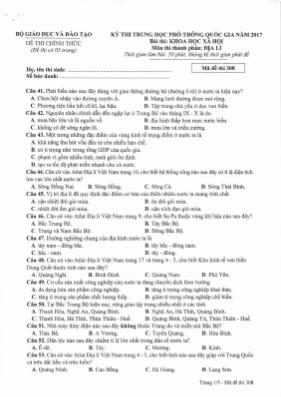 Đề thi THPT Quốc gia môn Địa lý năm 2017 - Mã