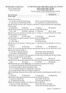 Đề thi THPT Quốc gia môn Địa lý năm 2017 - Mã
