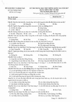 Đề thi THPT Quốc gia môn Địa lý năm 2017 - Mã