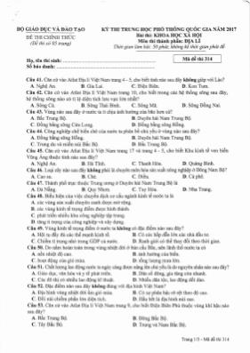 Đề thi THPT Quốc gia môn Địa lý năm 2017 - Mã
