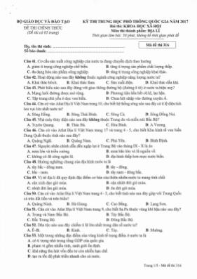 Đề thi THPT Quốc gia môn Địa lý năm 2017 - Mã