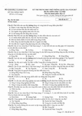 Đề thi THPT Quốc gia môn Địa lý năm 2017 - Mã