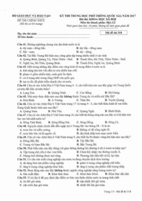 Đề thi THPT Quốc gia môn Địa lý năm 2017 - Mã