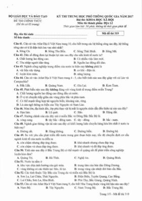 Đề thi THPT Quốc gia môn Địa lý năm 2017 - Mã