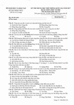 Đề thi THPT Quốc gia môn Địa lý năm 2017 - Mã