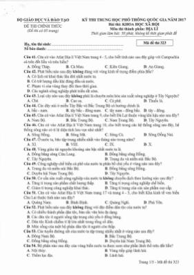 Đề thi THPT Quốc gia môn Địa lý năm 2017 - Mã