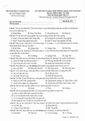 Đề thi THPT Quốc gia môn Địa lý năm 2017 - Mã