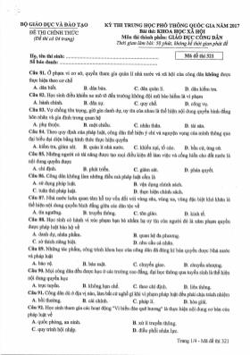 Đề thi THPT Quốc gia môn Giáo dục công dân năm 2017 - Mã đề 321 (Đề chính thức)