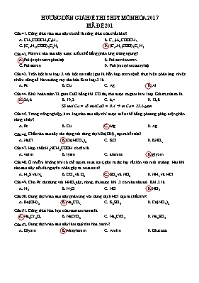 Đề thi THPT Quốc gia môn Hóa học năm 2017 - Mã đề 201