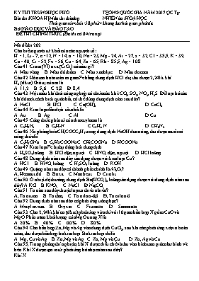 Đề thi THPT Quốc gia môn Hóa học năm 2017 - M