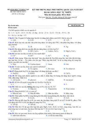 Đề thi THPT Quốc gia môn Hóa học năm 2017 - M