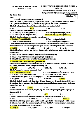 Đề thi THPT Quốc gia môn Hóa học năm 2017 - Mã đề 421 - Sở GD & ĐT Yên Bái