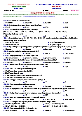 Đề thi THPT Quốc gia môn Hóa học năm 2018 - M