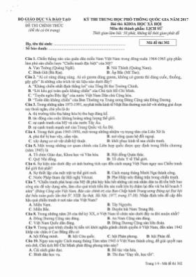 Đề thi THPT Quốc gia môn Lịch sử năm 2017 - M