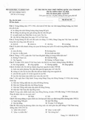 Đề thi THPT Quốc gia môn Lịch sử năm 2017 - M