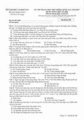 Đề thi THPT Quốc gia môn Lịch sử năm 2017 - M