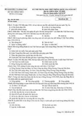Đề thi THPT Quốc gia môn Lịch sử năm 2017 - M