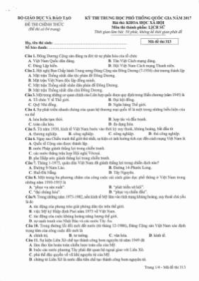 Đề thi THPT Quốc gia môn Lịch sử năm 2017 - M