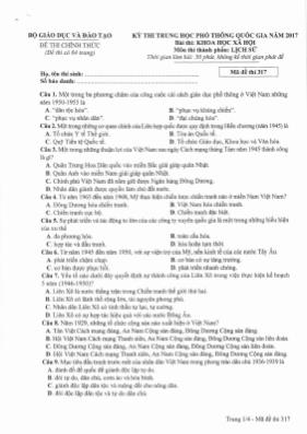 Đề thi THPT Quốc gia môn Lịch sử năm 2017 - M