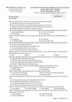 Đề thi THPT Quốc gia môn Lịch sử năm 2017 - M