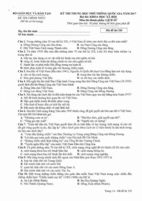 Đề thi THPT Quốc gia môn Lịch sử năm 2017 - M