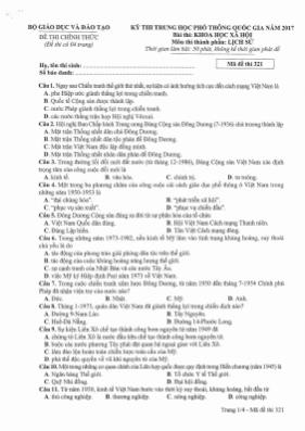 Đề thi THPT Quốc gia môn Lịch sử năm 2017 - M