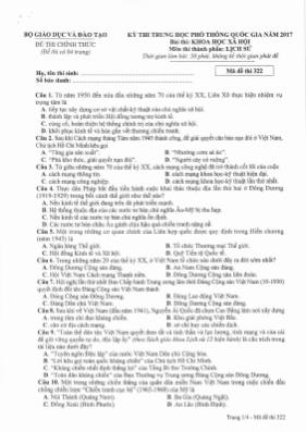Đề thi THPT Quốc gia môn Lịch sử năm 2017 - M