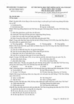 Đề thi THPT Quốc gia môn Lịch sử năm 2017 - M
