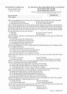Đề thi THPT Quốc gia môn Lịch sử năm 2017 - M