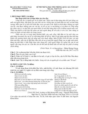 Đề thi THPT Quốc gia môn Ngữ văn năm 2017 (Đề chính thức)