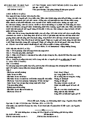 Đề thi THPT Quốc gia môn Ngữ văn năm 2017