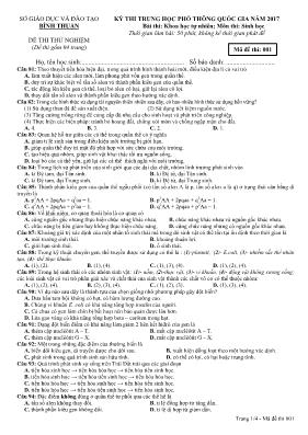 Đề thi THPT Quốc gia môn Sinh học năm 2017 - 