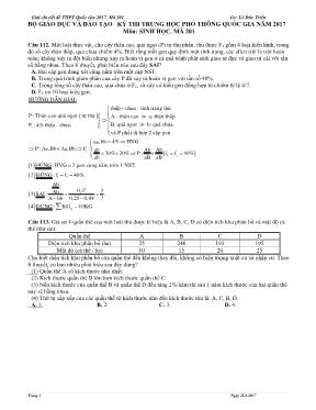 Đề thi THPT Quốc gia môn Sinh học năm 2017 - Mã đề 201 (Có lời giải chi tiết)