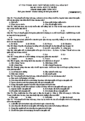 Đề thi THPT Quốc gia môn Sinh học năm 2017 - Mã đề 201