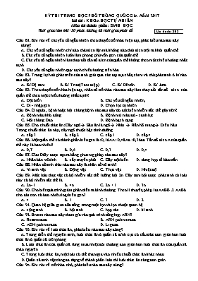 Đề thi THPT Quốc gia môn Sinh học năm 2017 - 