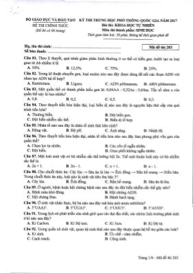 Đề thi THPT Quốc gia môn Sinh học năm 2017 - Mã đề 203