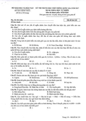 Đề thi THPT Quốc gia môn Sinh học năm 2017 - Mã đề 210