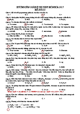 Đề thi THPT Quốc gia năm 2017 - Mã đề 222
