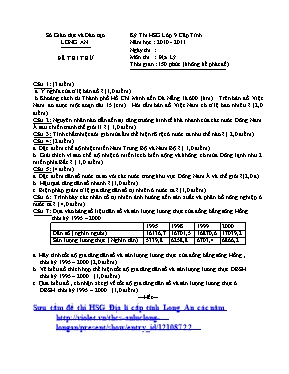 Đề thi thử chọn học sinh giỏi cấp tỉnh môn Đị